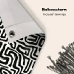 Grafisch - Lijnen - Zwart - Wit Balkonbeschermer Duitsland klein 596 -closeup_NL