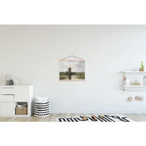 Molen - Willem Roelofs - Oude meesters - Kunst textielposter latten blank klein -kinderkamer