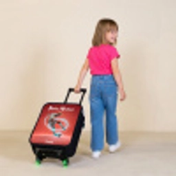 Voetballer - Bal - Lichtcirkel - Rood Kinderkoffer - Zwart klein -sfeer1