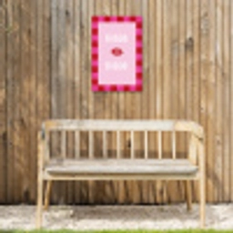 Kiss - Roze - Frans - Valentijn Tuinposter op houten frame 2 cm dik klein -sfeer4