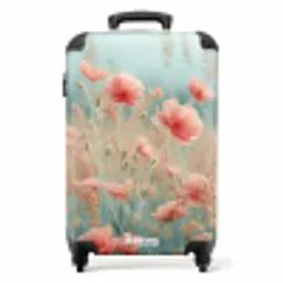 Bloemenveld met roze klaprozen NBS - Handbagage koffer - Unisex middel -productfoto_recht