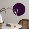 Oh hi - Paars - Cursief Wandcirkel behangsticker klein -sfeer3