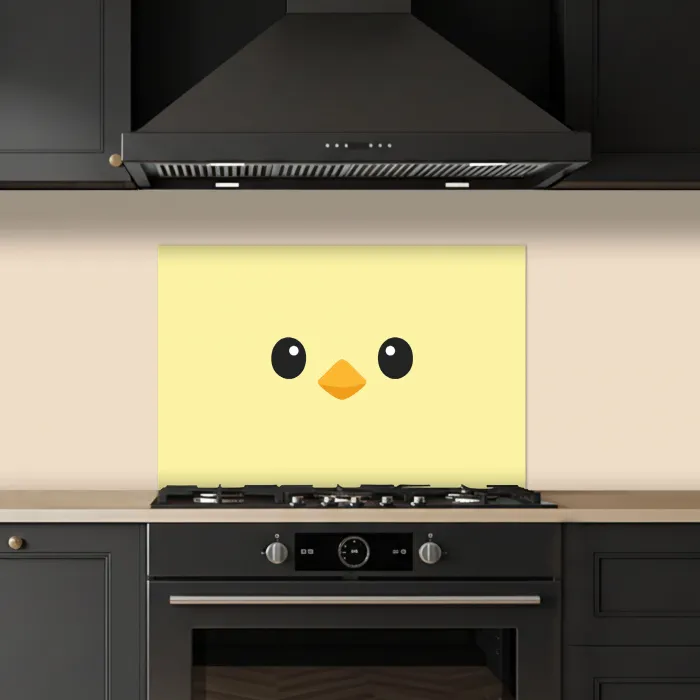 Kuiken - Vrolijk - Geel - Minimalistisch keuken achterwand spatscherm klein -sfeer1