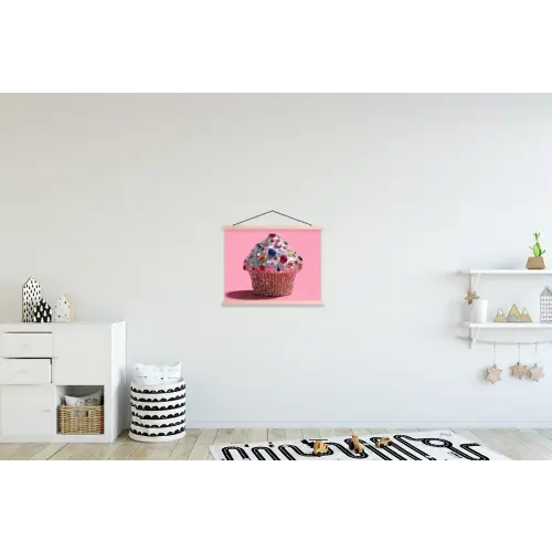 Cupcake - Kleurrijk - Edelstenen textielposter latten blank klein -kinderkamer