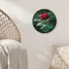 Roos - Bladeren - Dieprood Wandcirkel kunststof plaat 5mm dik klein -sfeer5