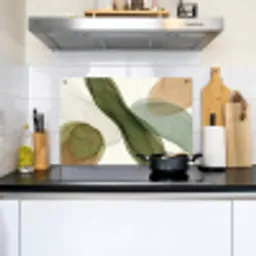 Abstract - Vormen - Modern - Kunst - Groen - Bruin Inductie beschemer met haakjes klein -sfeer2