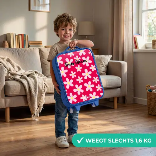 Madeliefjesmania hotpink Kinderkoffer - Blauw klein -sfeer2_NL