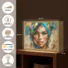 Vrouw - Portret - Goud - Luxe - Blauw Light Box met batterij (Wandlamp) middel -USP_websiteoverzichtNL