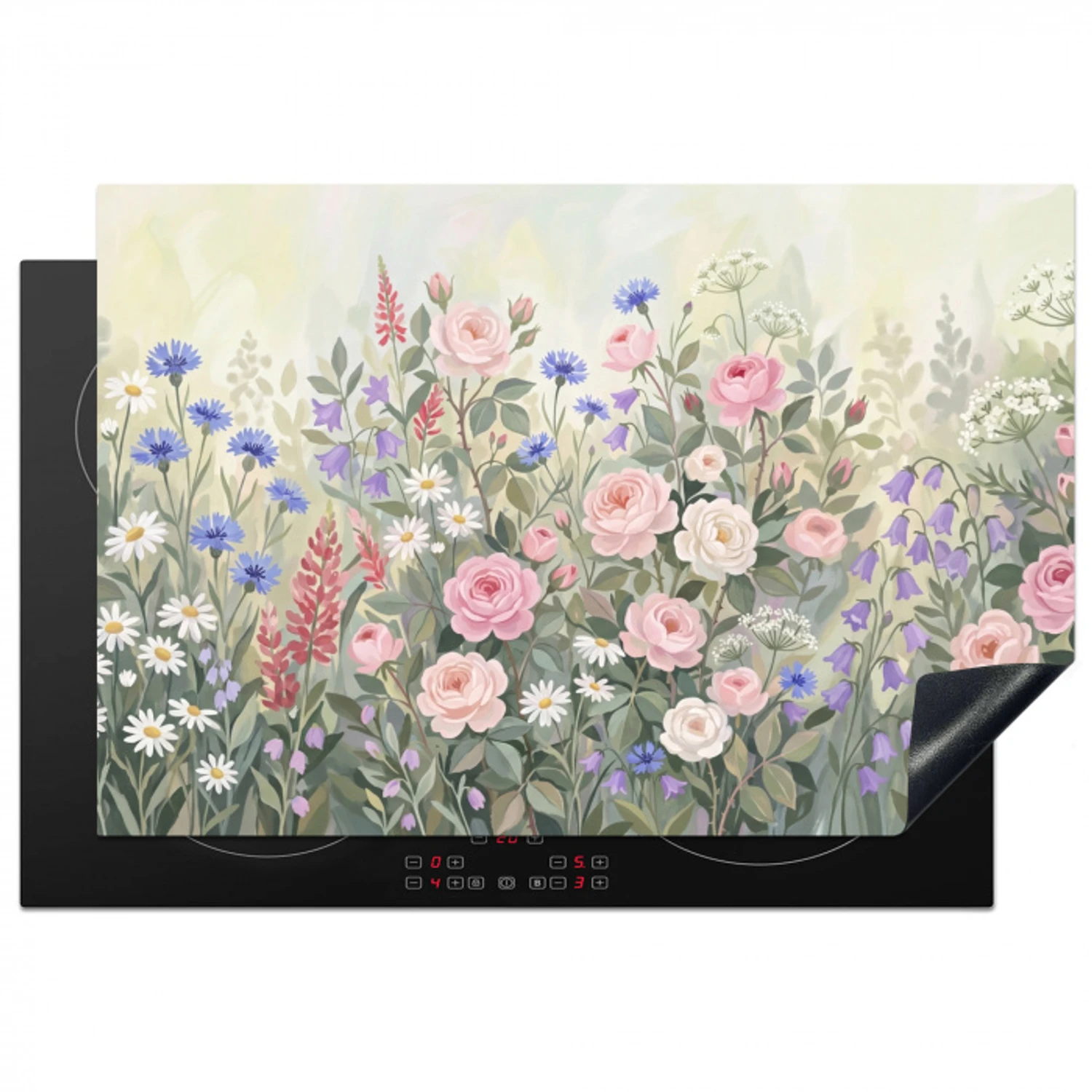 Bloemen - Tuin - Natuur - Kleurrijk Inductie beschermer vinyl 3mm klein -3d