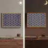 Modern - Patroon - Donkerblauw - Roze Light Box met batterij (Wandlamp) middel 907 -sfeer3