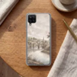 Dorp - Brug - Uitzicht - Groen Telefoonhoesje Samsung Galaxy A12 klein -sfeer1