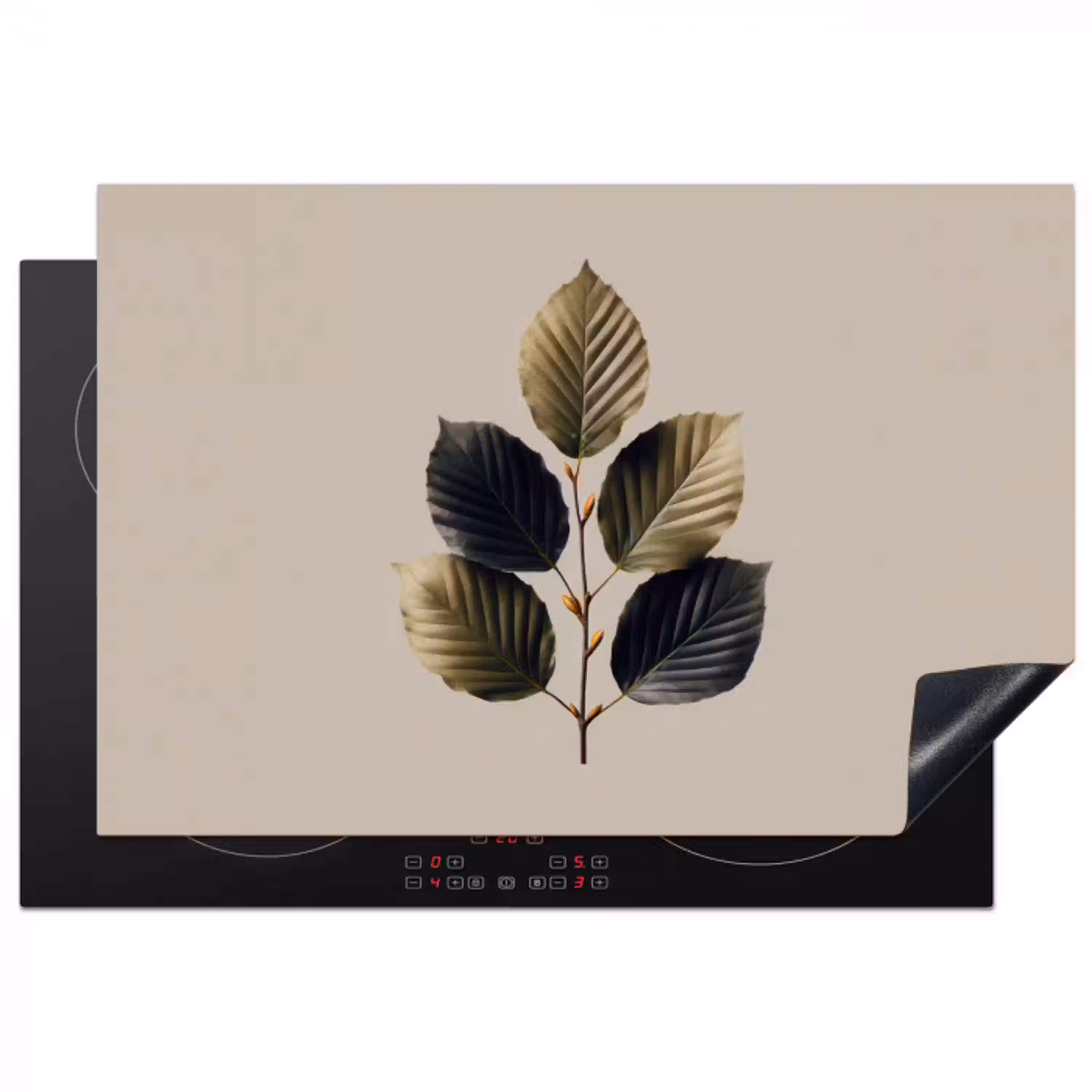 Beukenbladeren - Bruin - Groen - neutraal Inductie beschermer vinyl 3mm klein -3d