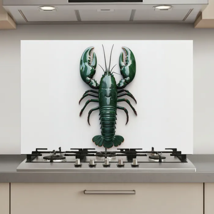 Kreeft - Glossier - Groen - Wit keuken achterwand spatscherm klein -3d_website