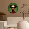 Vrouw - Groen - Bril - Aesthetic - Modern Wandcirkel behangsticker klein -sfeer1