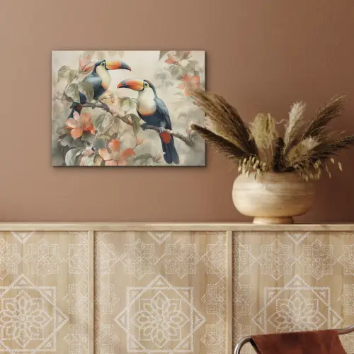 Toekan - Vogels - Bloemen - Tak PET vilt klein -sfeer4
