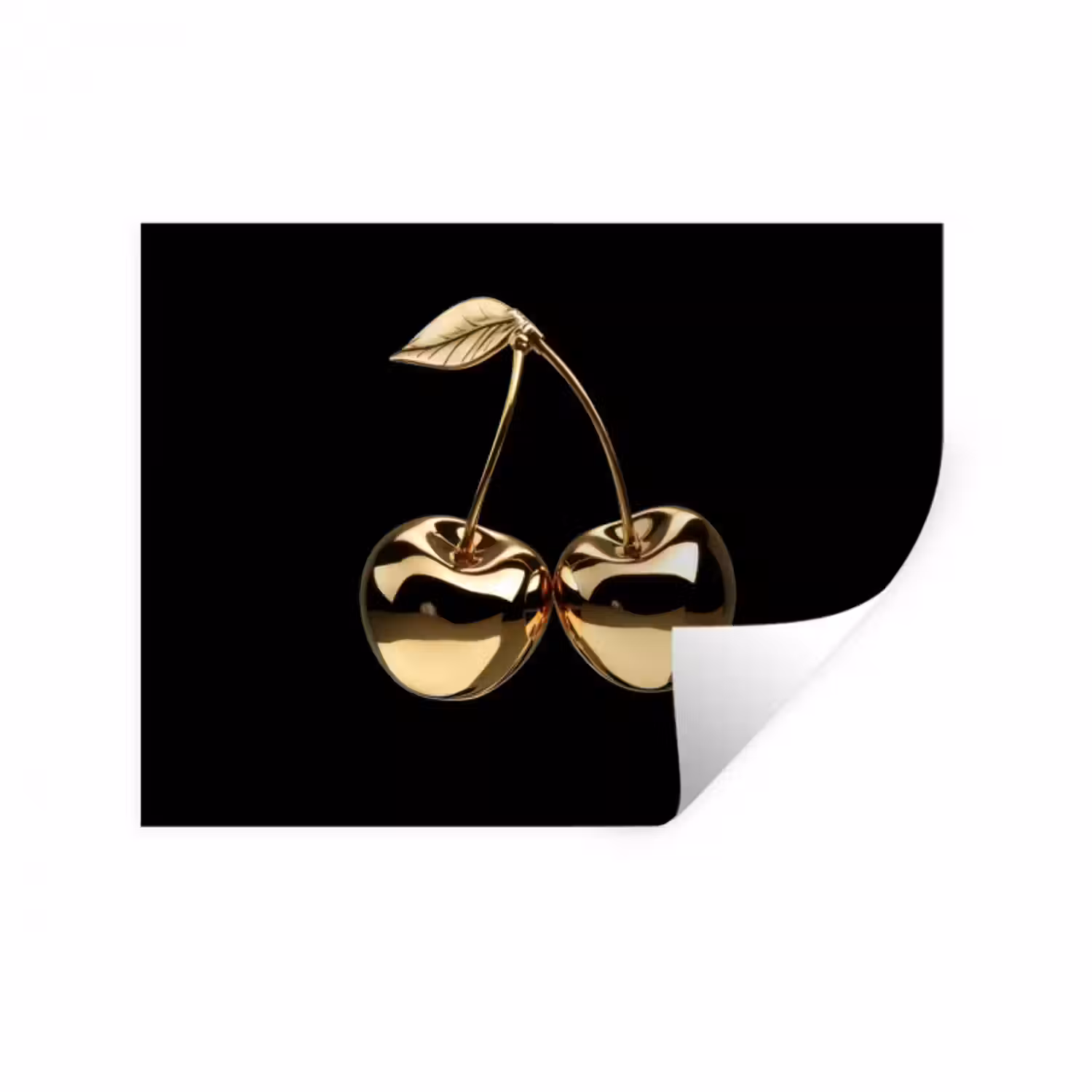 Wandtattoo – Kirsche - Schwarz - Gold - Chrom