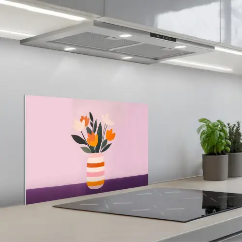 Tulpen - Vaas - Strepen - Paars keuken achterwand spatscherm klein -3d_schuin