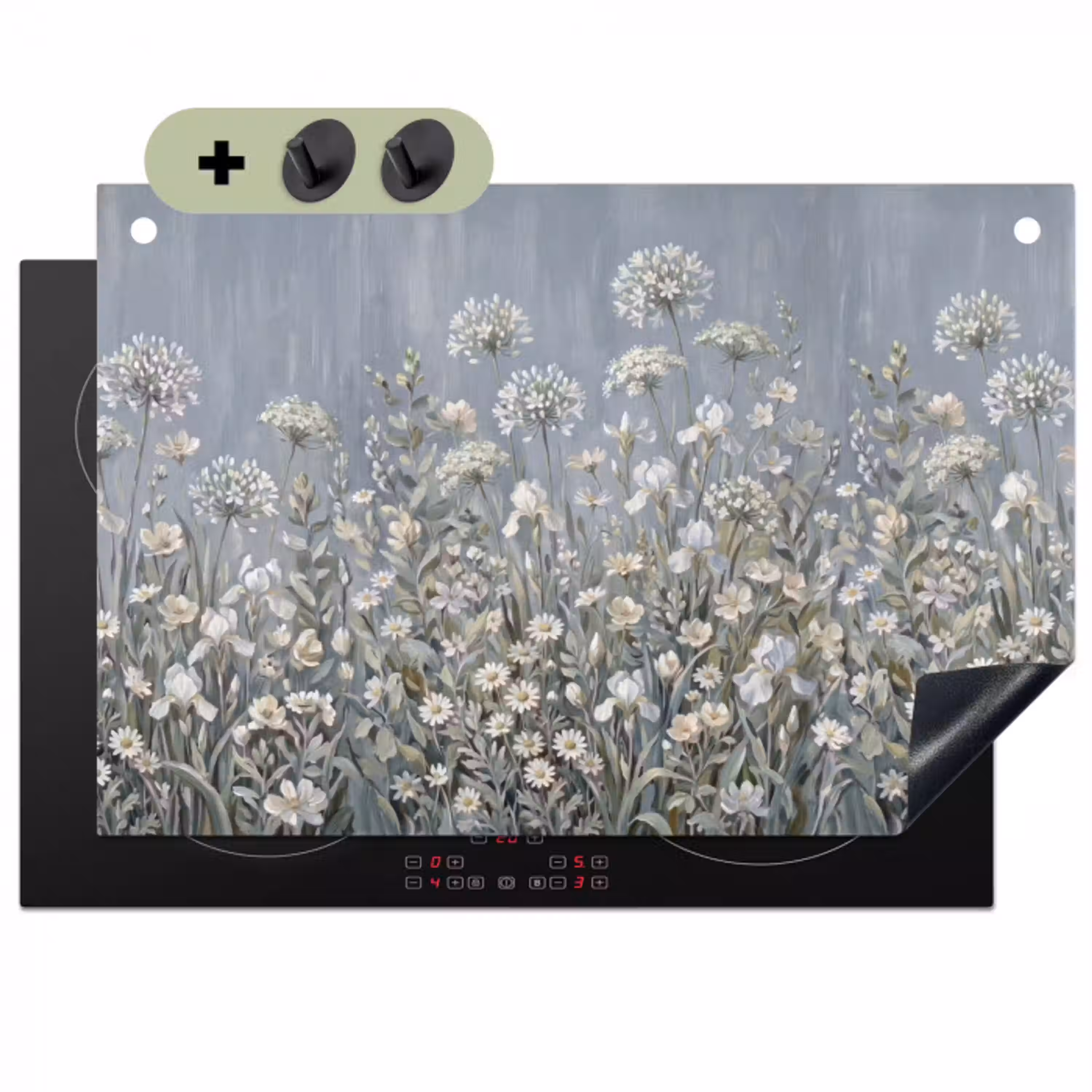 Bloemen - Botanisch - Blauw Inductie beschemer met haakjes klein -3d