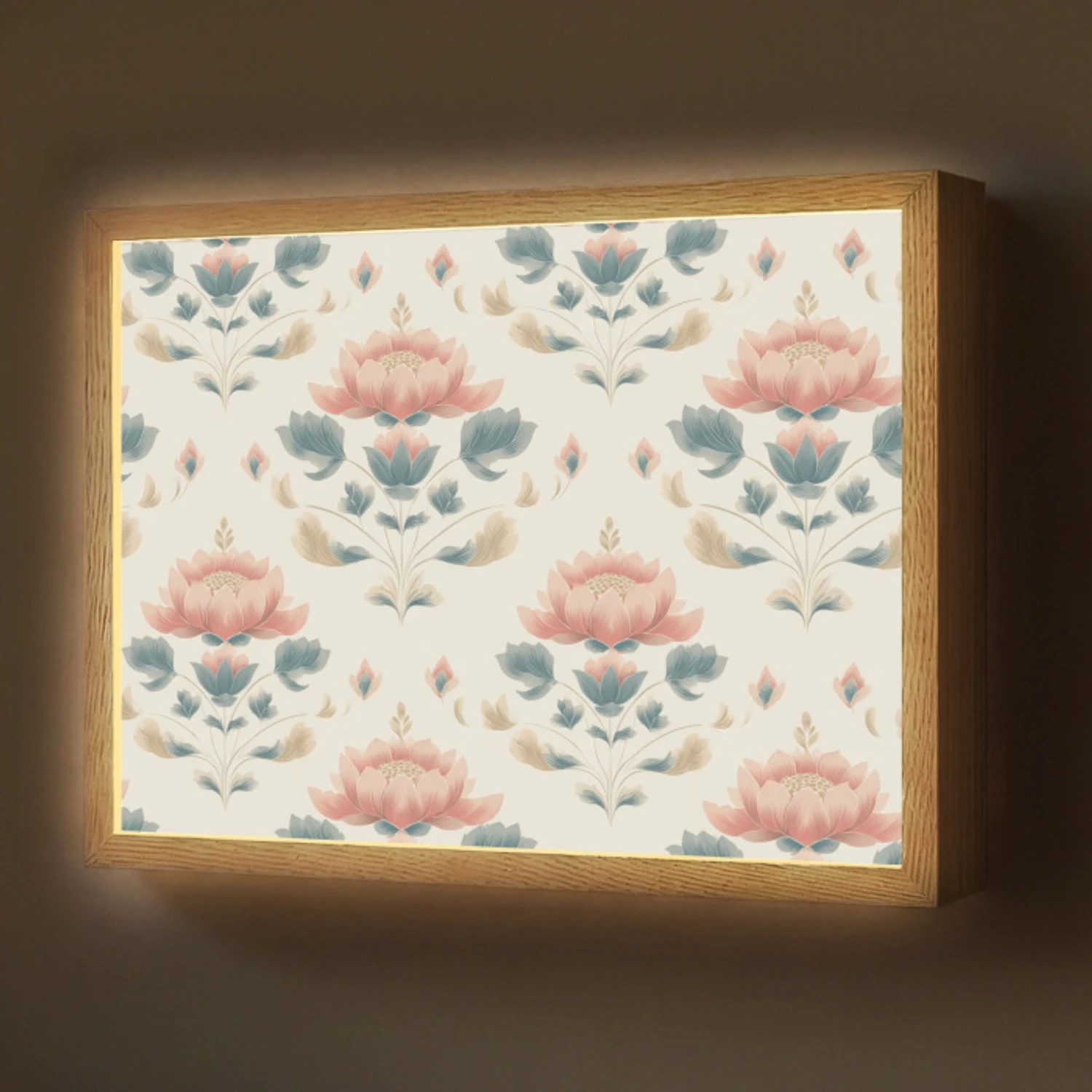 Lotus - Bloemen - Roze Light Box met batterij (Wandlamp) middel 907 -z3d_website