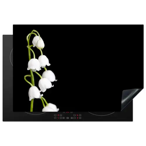 Lelietjes van dalen - Bloemen - Zwart - Flora Inductie beschermer vinyl 3mm klein -3d