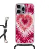Hartvorm - Roze - Tie dye Hoesje iPhone 16 Pro Max met koord klein -3d