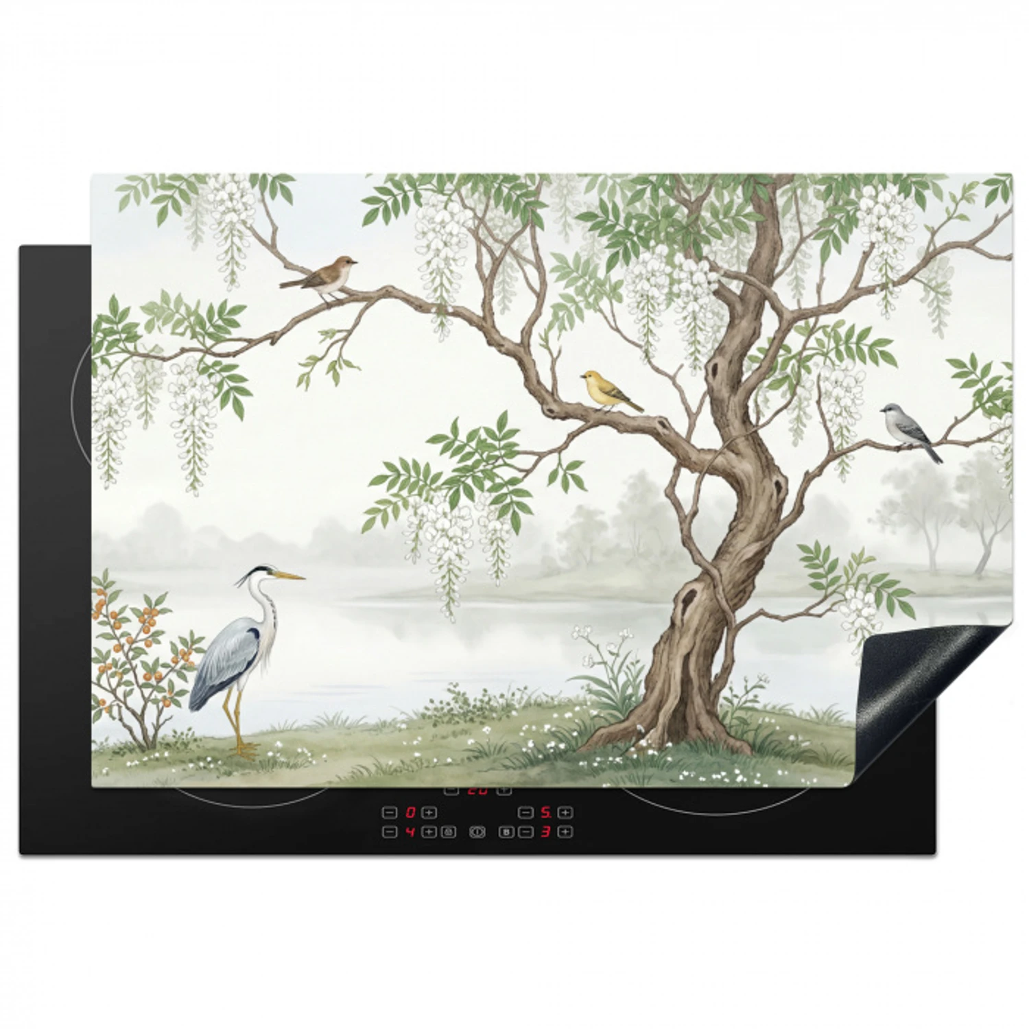 Reiger - Landschap - Groen Inductie beschermer vinyl 3mm klein -3d