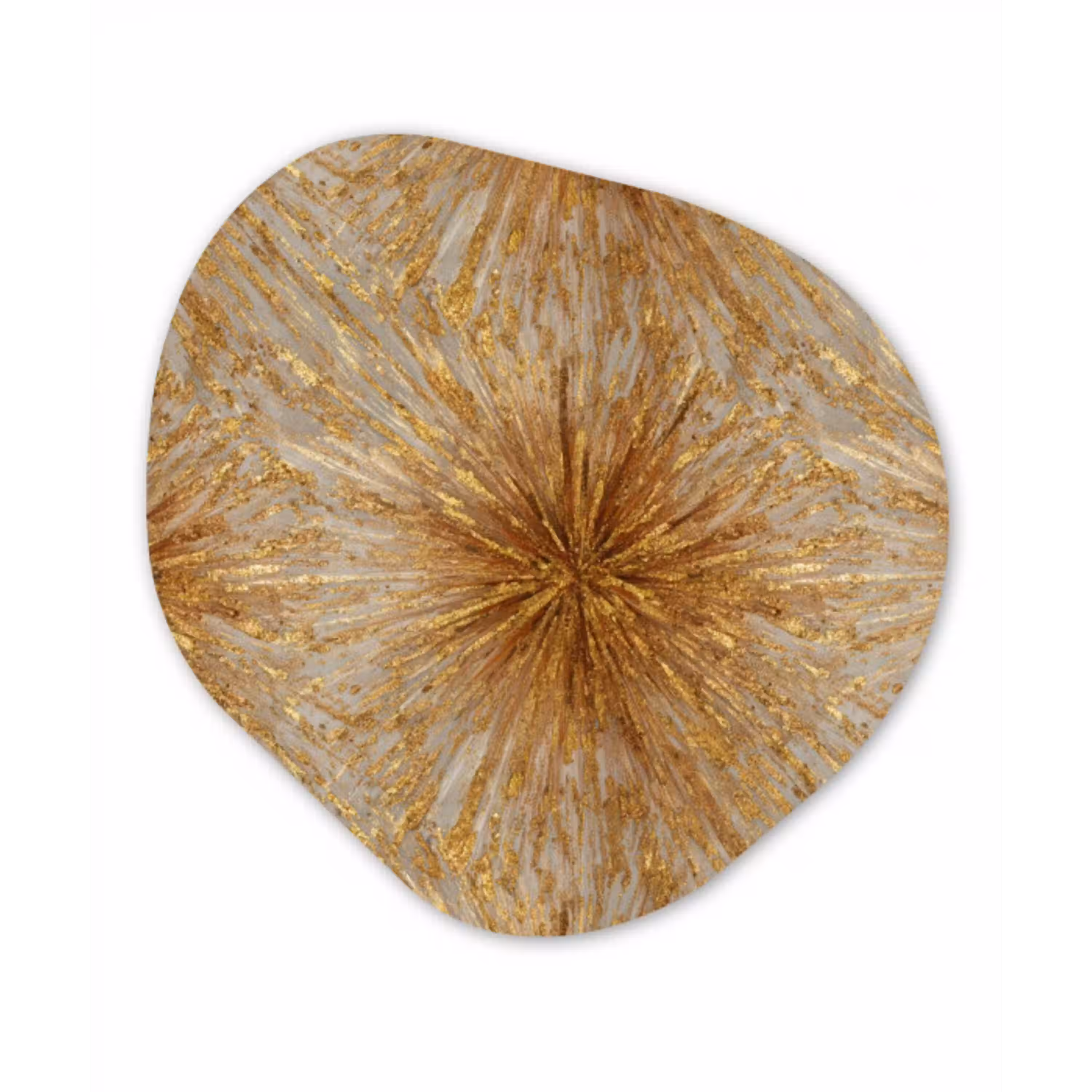 Explosie - Abstract - Goud - Wit Wandcirkel Organisch Aluminium middel 851 -3d
