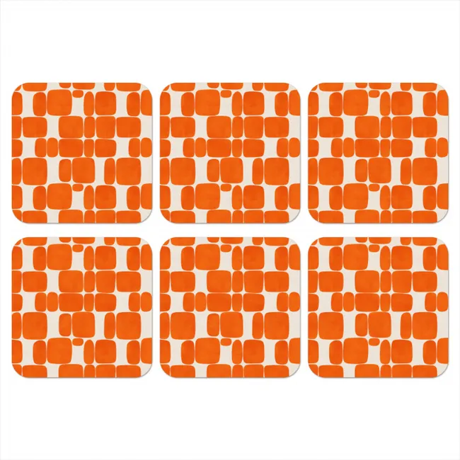 Coaster - Pattern - Retro - Orange