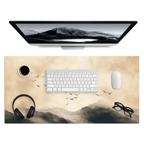Landschap - Japandi - vogel Muismat XXL klein -3d