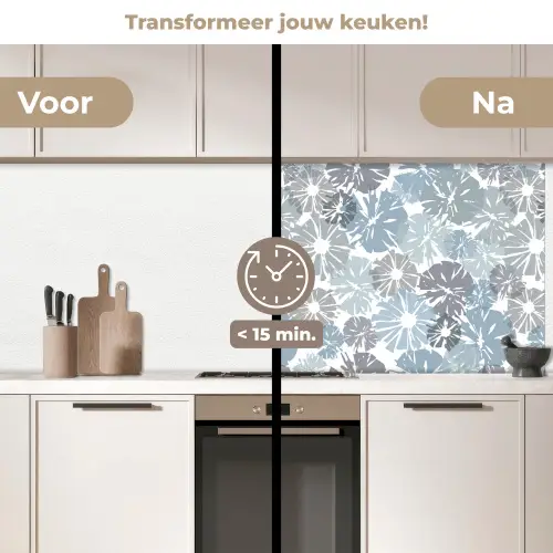 Bloemen - Abstract - Patroon keuken achterwand 2 middel 871 -voor-na2_NL