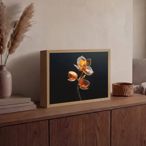Bloem - Orchidee - Oranje Light Box met batterij (Wandlamp) middel -sfeer2