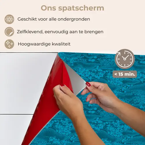 Turquoise - Heuvels - Bloemen keuken achterwand spatscherm klein 900 -spatscherm_NL