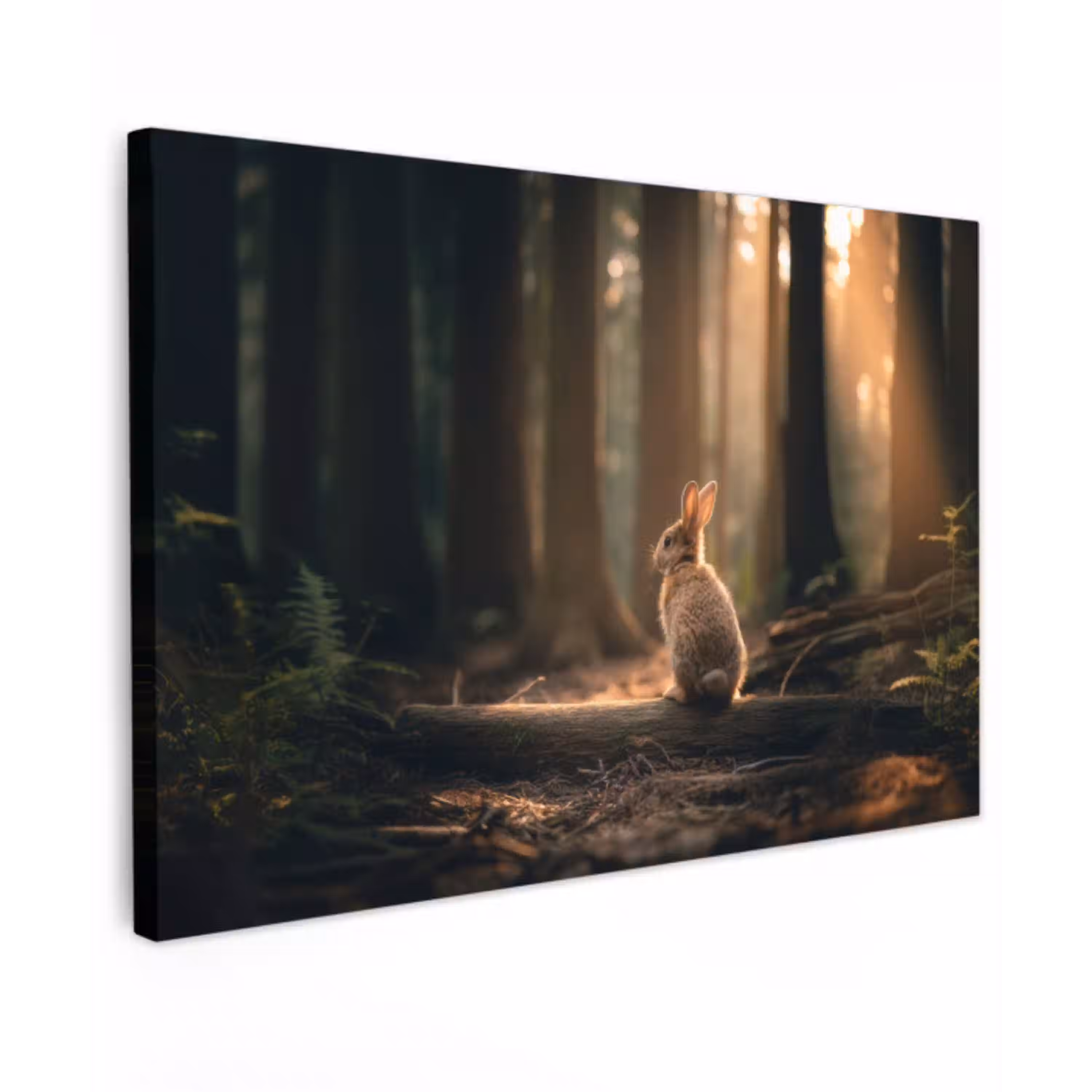 Konijn - Bos - Zonnestralen canvas 2cm klein -z3d