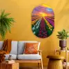 Tulpenveld - Zonsondergang - Kleurrijk Wandcirkel Ovaal Glas middel -sfeer4