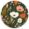 Bloemen - Illustratie - Groen Wandcirkel plexiglas klein -3d