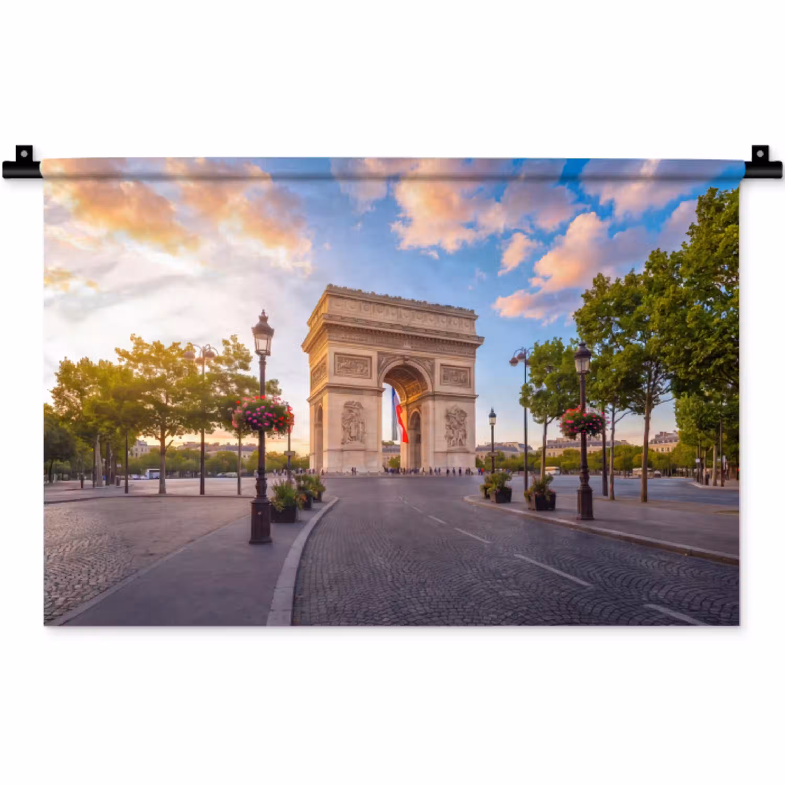 Monument - Parijs - Zonsondergang - Architectuur - Goud Wandkleed katoen klein -zz3d