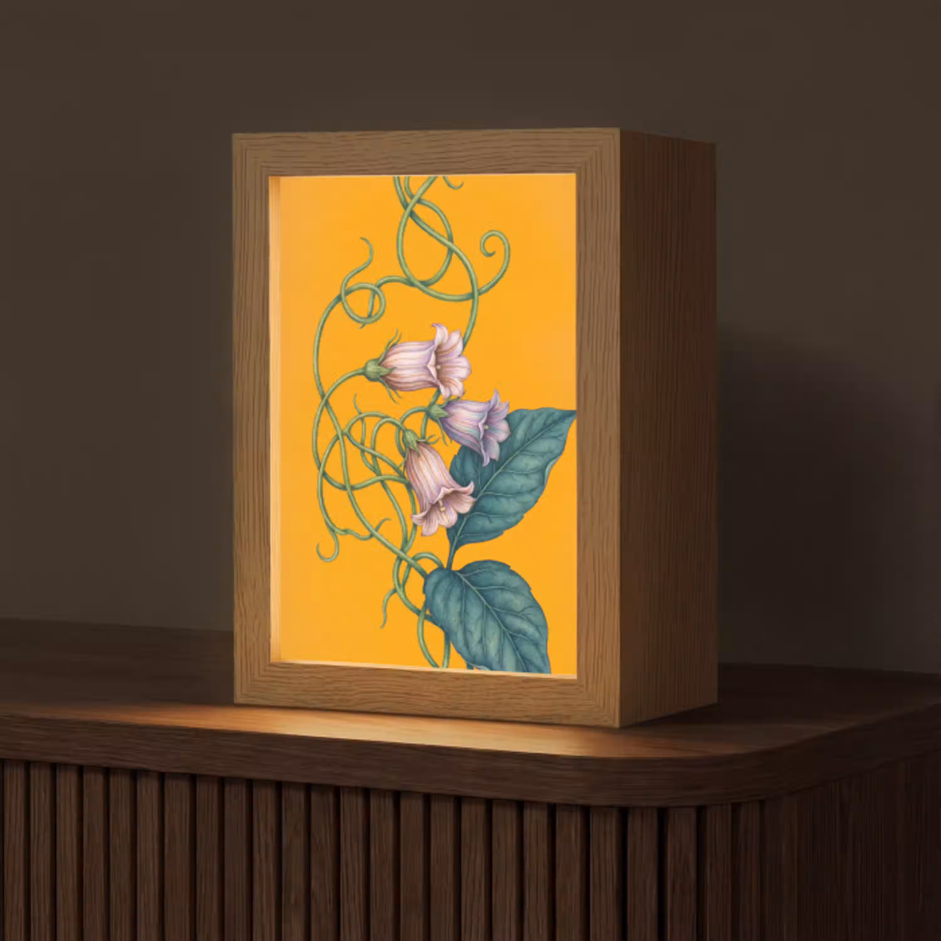 Bloemen - Botanisch - Geel Light Box met kabel (Tafellamp) klein -z3d_website