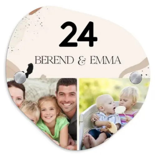 Zachte tinten met foto's - Klassiek Naambord Organisch middel -3d
