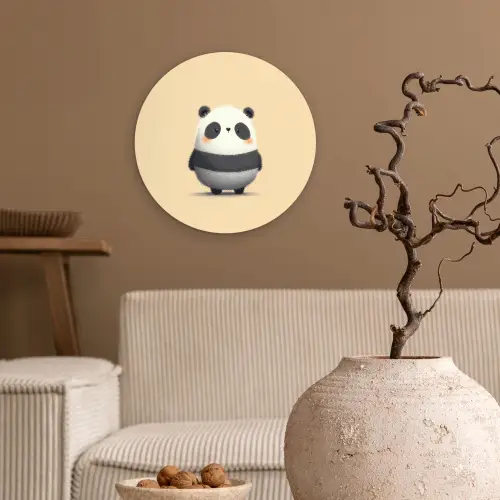 Panda - Beige - Minimalistisch Wandcirkel kunststof plaat 5mm dik klein -sfeer1