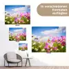 Bloemen - Wei - Paars - Gras - Wit - Wolken - Blauw tuinposter los doek klein -Xsfeer9_DE
