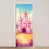 Kasteel - Roze - Pad - Sprookje - Fantasie deurposter klein -3d_beige