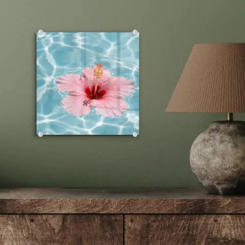 Hibiscus - Water - Roze plexiglas 5mm klein -sfeer3