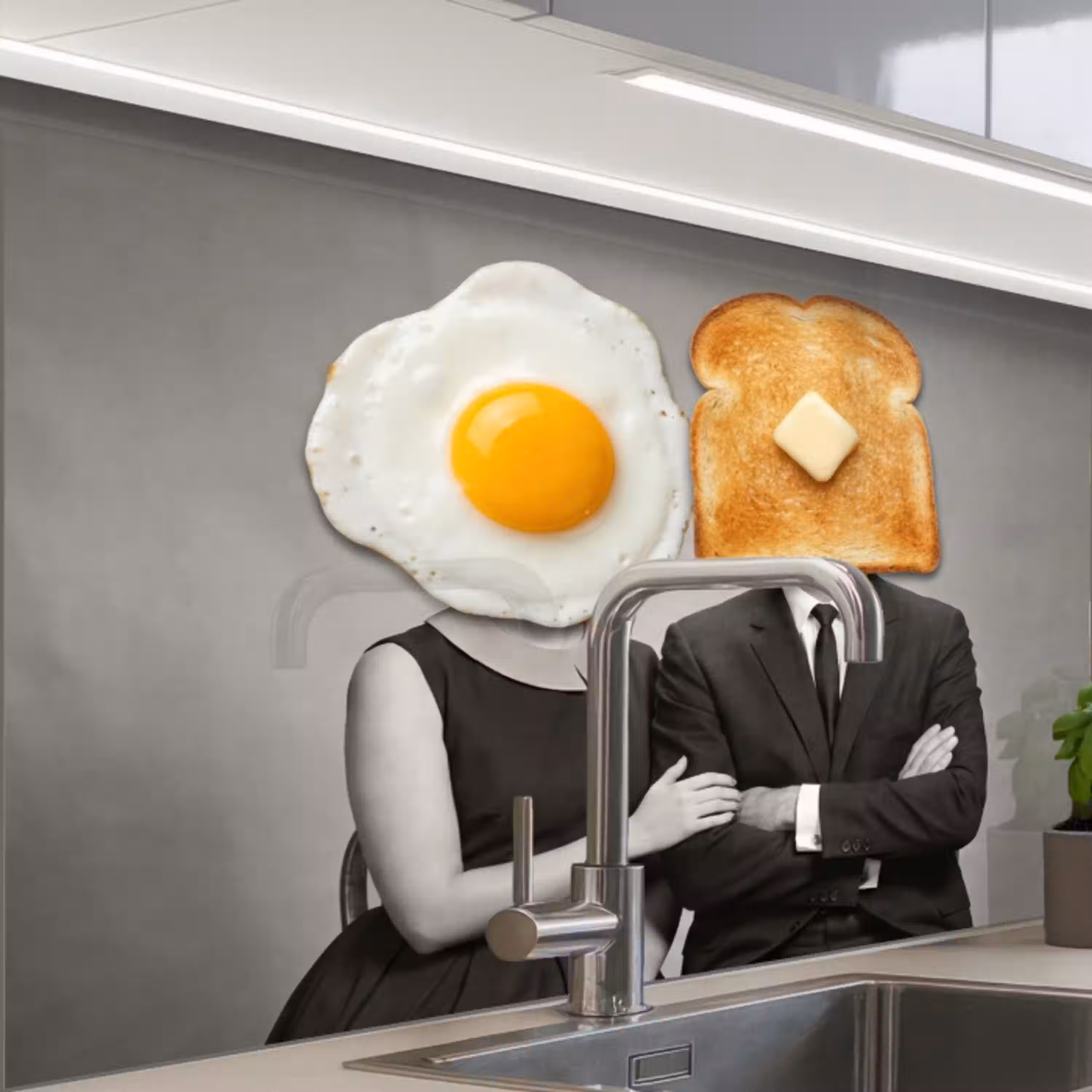 Ontbijt - Koppel - Ei - Brood keuken achterwand 2 middel -zzzz3d_schuin