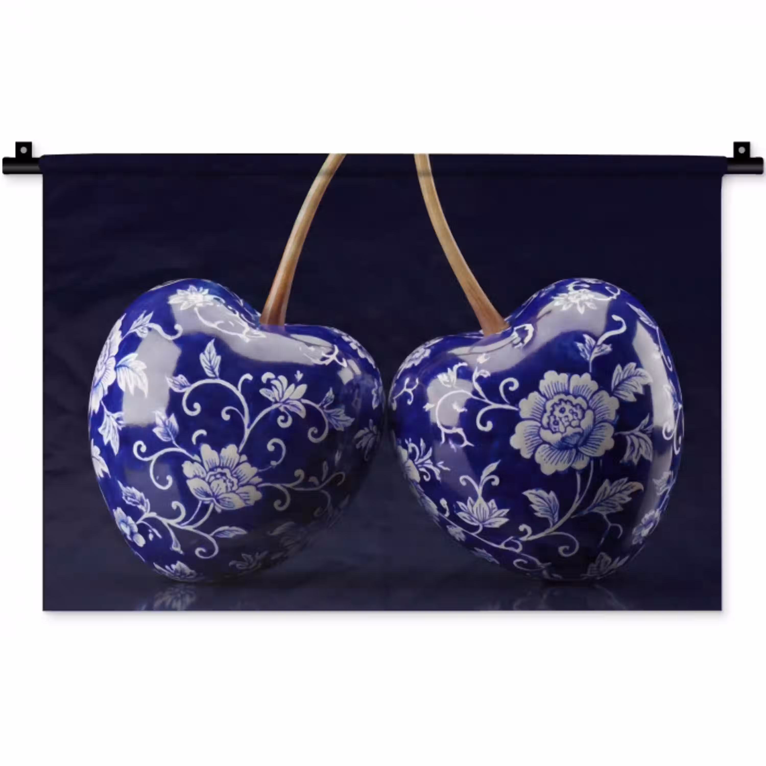 Porselein- Kersen - Delfts - Blauw Wandkleed katoen klein -zz3d