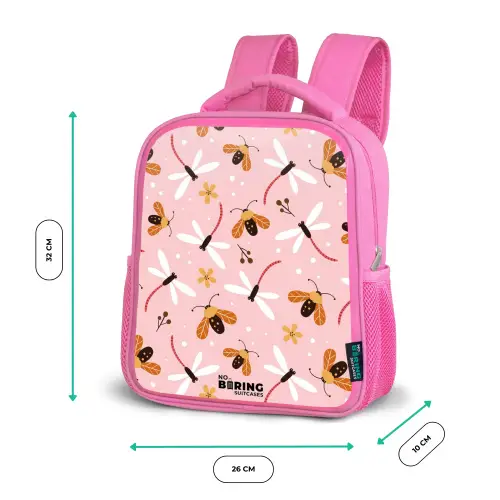 Lieveheersbeestjes en libellen op roze achtergrond Kinderrugzak - Roze middel -productfoto_formaten