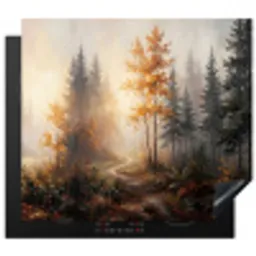 Bospad - Herfstbladeren - Natuur - Schilderachtig - Oranje Inductie beschermer vinyl 3mm middel -3d