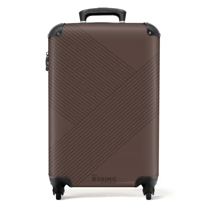 Minimal - Kruisende lijnen op donkerbruin NBS - Handbagage koffer - Unisex middel -productfoto_recht