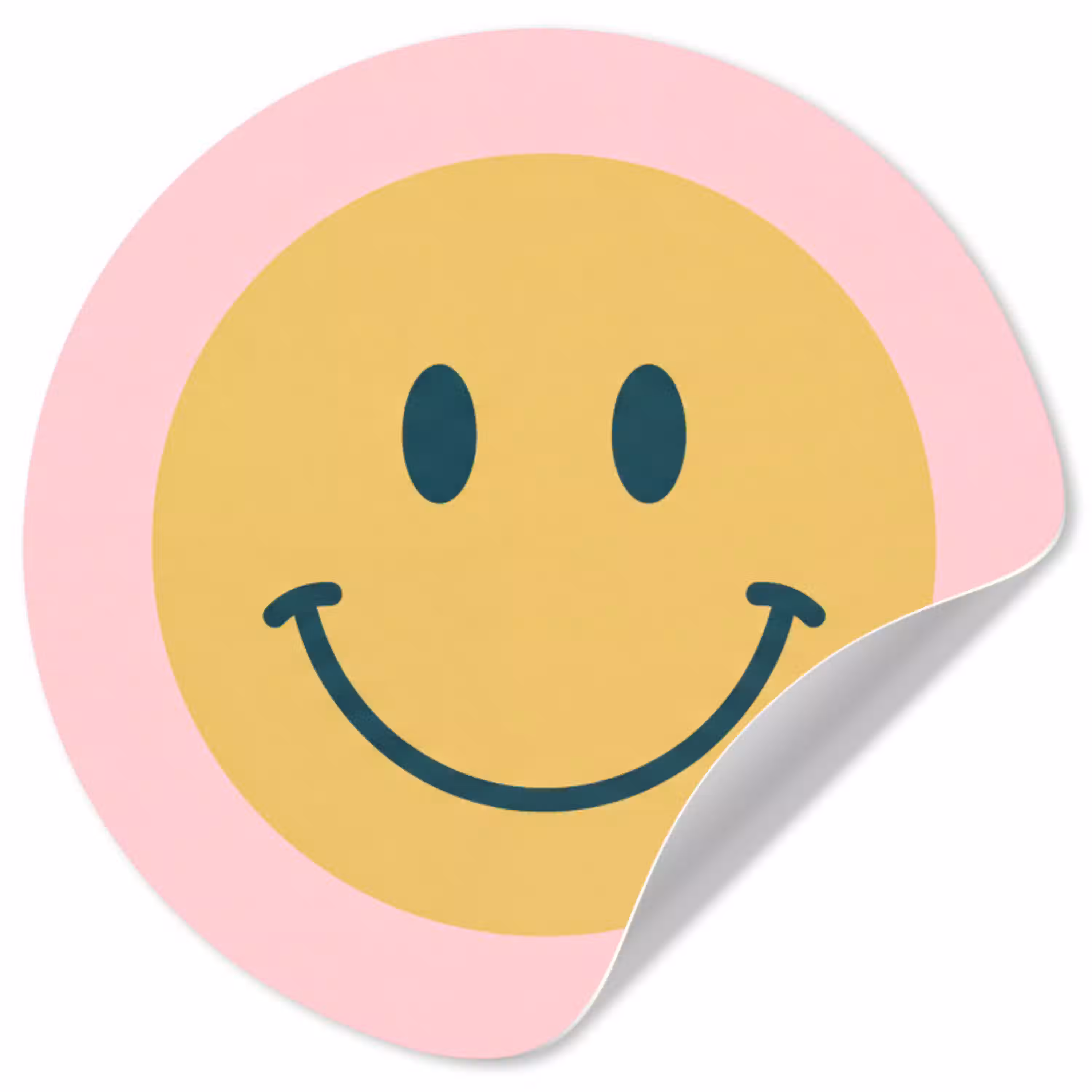 Smiley - Geel - Roze - Symbool - Minimalistisch Wandcirkel behangsticker klein -3d