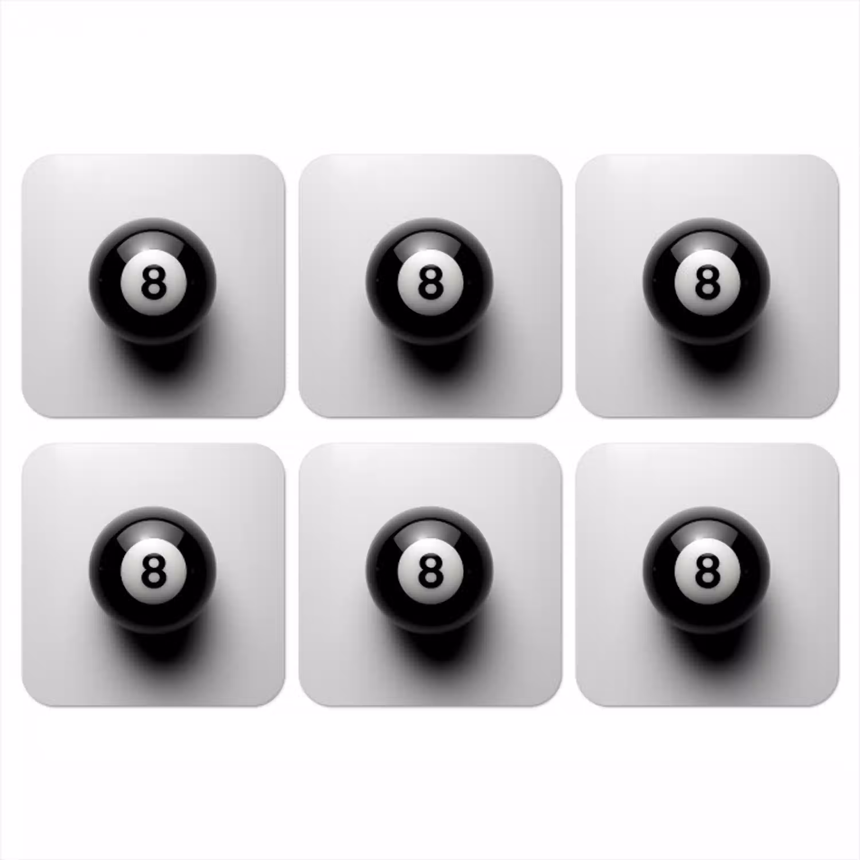 Biljartbal - Getal - Acht - Wit onderzetter kurk middel -3d