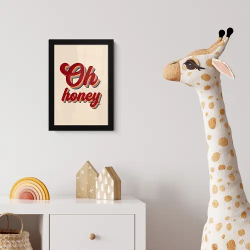 Oh honey - Rood - Schaduw fotolijst zwart zonder passe partout klein -usfeer4_kinderkamer